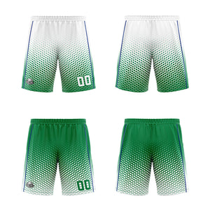 Traje de baloncesto reversible personalizado blanco-verde y azul para adultos y niños