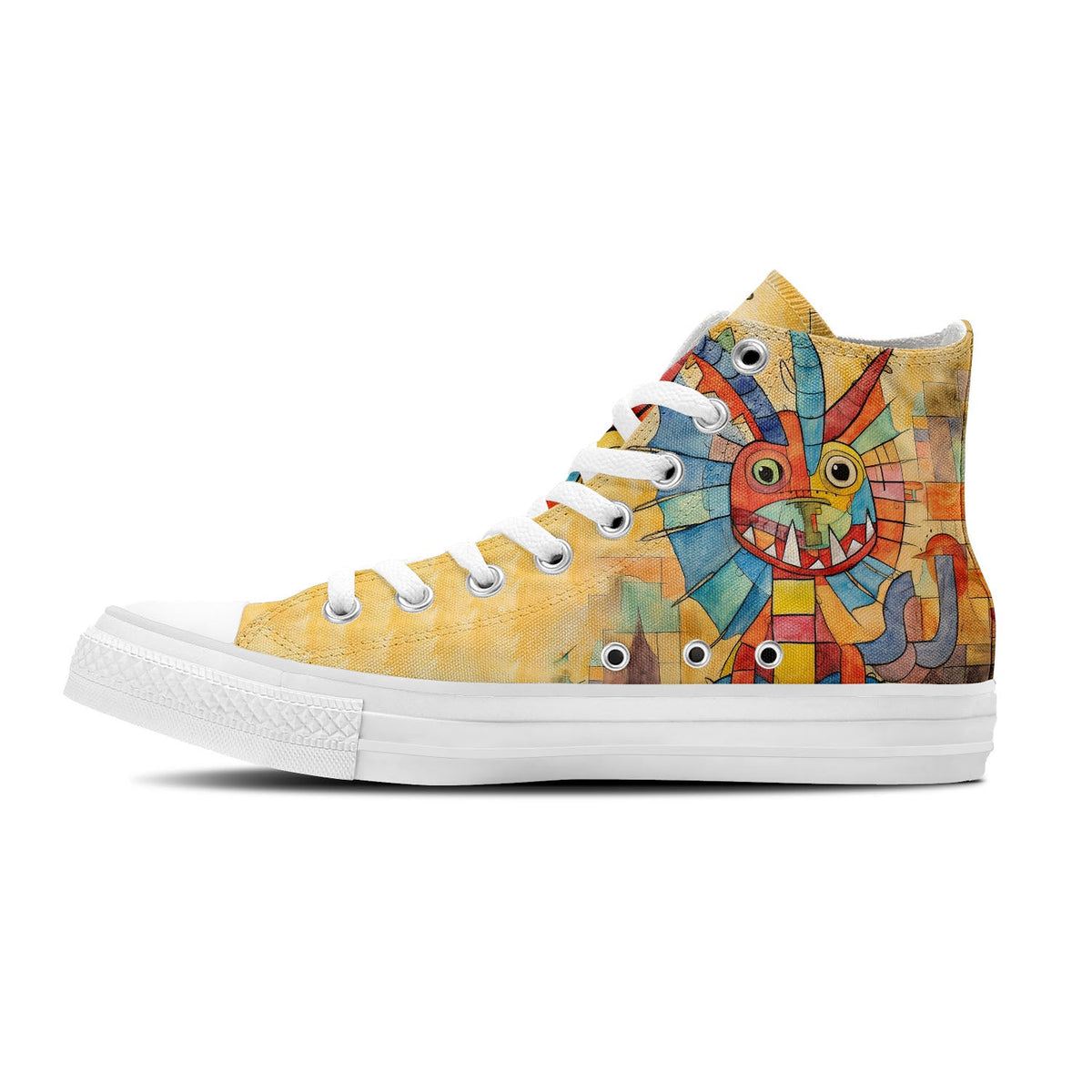 Odisea de los Antiguos: Zapatillas de lona de media caña para hombre y mujer -Eleva tu estilo con estas zapatillas de lona de caña media que presentan las maravillas fantásticas del arte de los dinosaurios