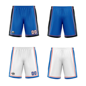 Traje de baloncesto reversible azul-blanco y naranja personalizado para adultos y niños
