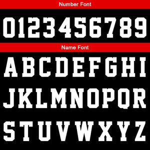 Uniforme de baloncesto personalizado en negro y rojo con tu logotipo-nombre y número impresos