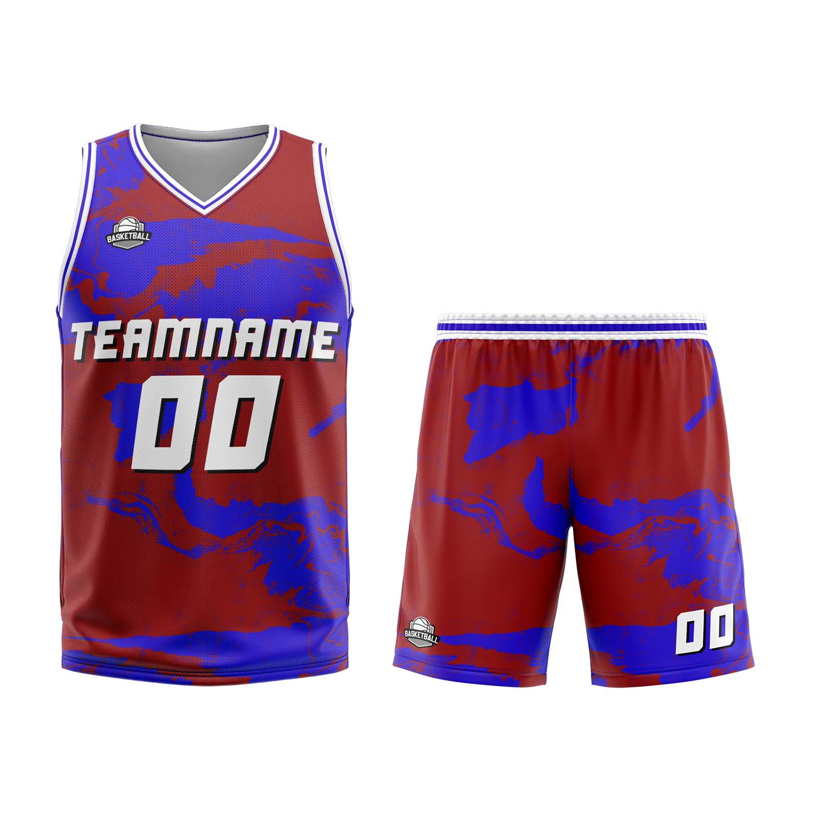 Uniforme de baloncesto rojo real personalizado con tu logotipo-nombre y número impresos