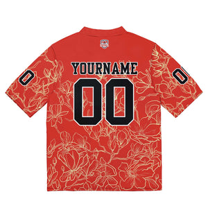 Camiseta de fútbol personalizada con nombre y número del equipo bordados y estampados en color mandarina
