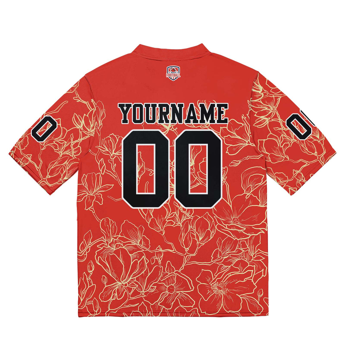 Camiseta de fútbol personalizada con nombre y número del equipo bordados y estampados en color mandarina