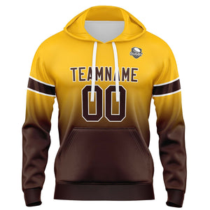 Sudadera con capucha degradada personalizada para hombre-mujer-niña o niño Imprime tu logotipo-nombre o número en amarillo y marrón