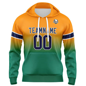 Sudadera con capucha personalizada con degradado para hombre-mujer-niña o niño Estampa tu logotipo-nombre y número Naranja y verde