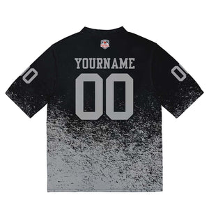 Camiseta de fútbol personalizada con nombre y número del equipo bordados-color negro y gris