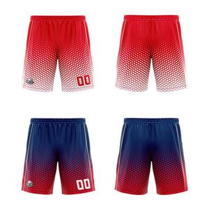 Traje de baloncesto reversible personalizado rojo-azul y dorado para adultos y niños
