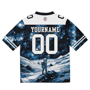 Camiseta de fútbol personalizada con nombre y número del equipo bordados-color negro y azul