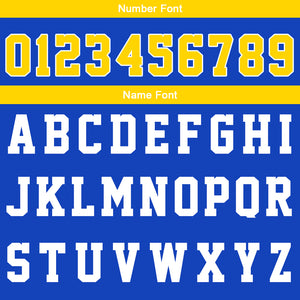 Uniforme de baloncesto personalizado color amarillo real con tu logotipo-nombre y número impresos