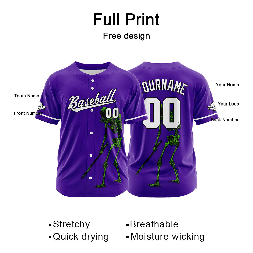Camiseta de béisbol personalizada para hombres mujeres ni?os y jóvenes con bordados y estampados en color morado