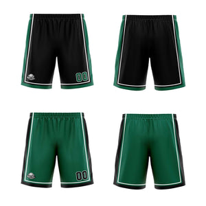 Traje de baloncesto reversible negro y verde personalizado para adultos y niños
