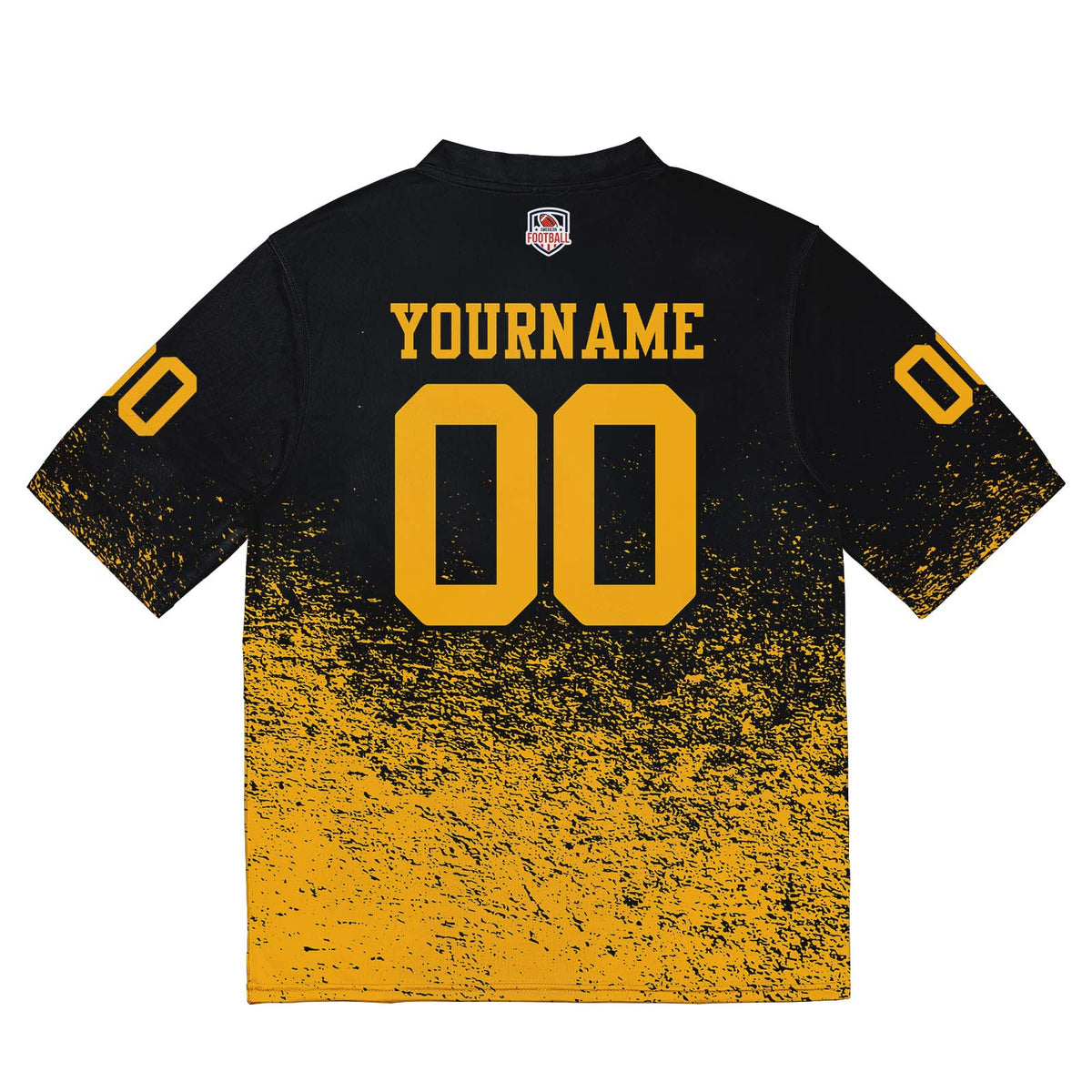 Camiseta de fútbol personalizada con nombre y número del equipo impresos y bordados-color negro y amarillo