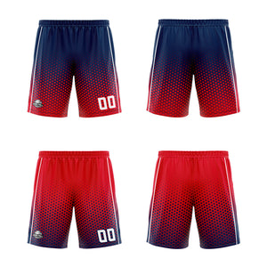 Traje de baloncesto reversible azul marino y rojo personalizado para adultos y niños