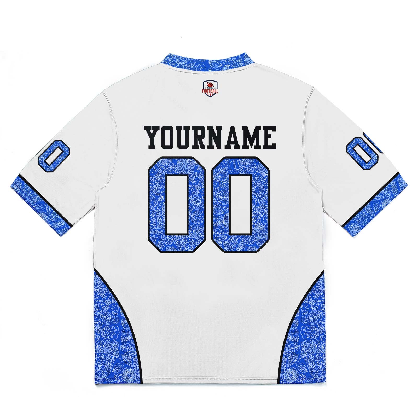Camiseta de fútbol personalizada con nombre y número del equipo bordados-color blanco y azul