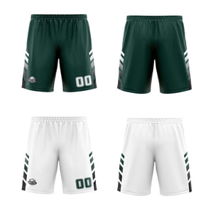 Traje de baloncesto reversible personalizado en verde oscuro-blanco y negro para adultos y niños