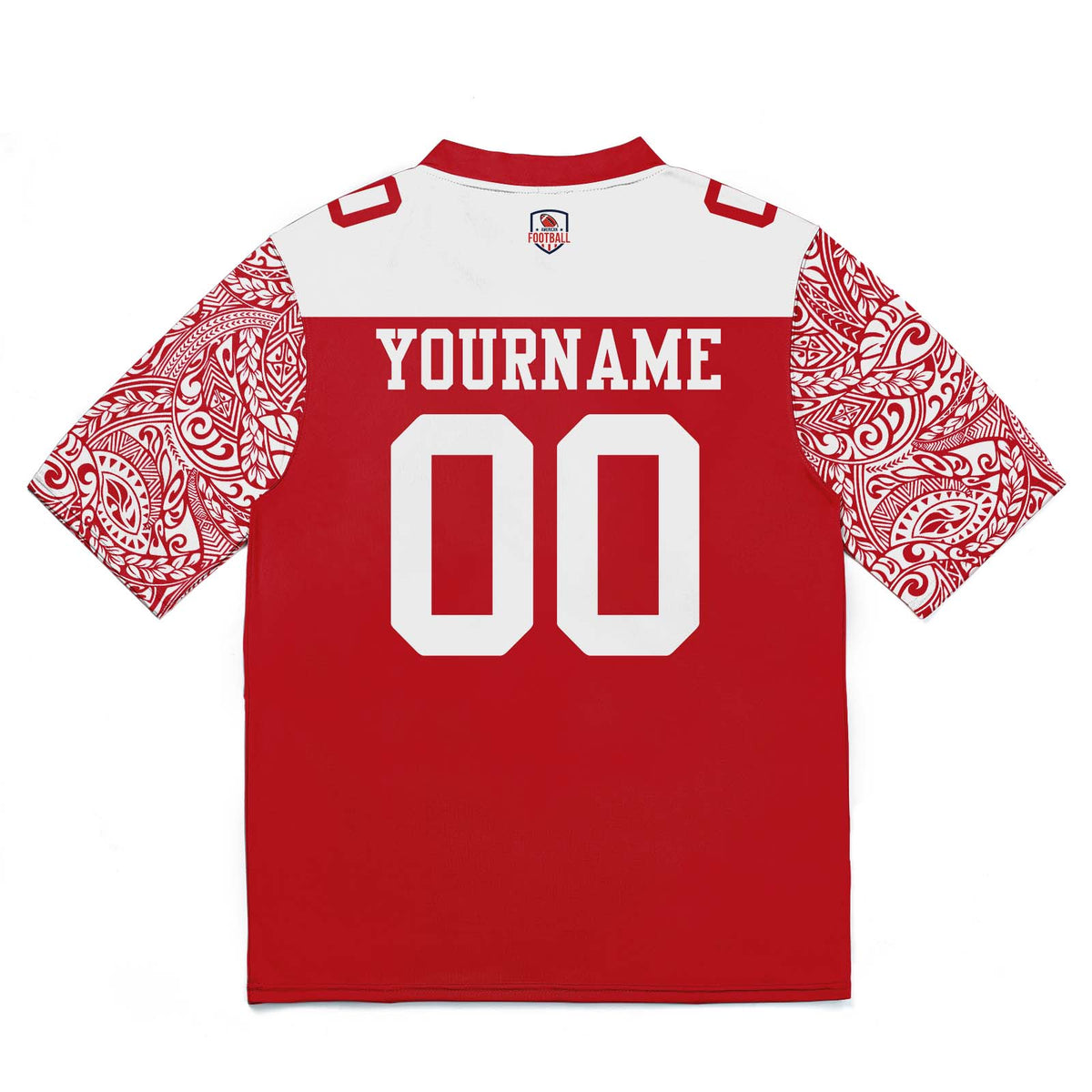 Camiseta de fútbol personalizada con nombre y número del equipo impresos y bordados-color rojo y blanco