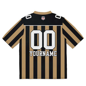 Camiseta de fútbol personalizada con nombre y número del equipo bordados-color dorado y negro