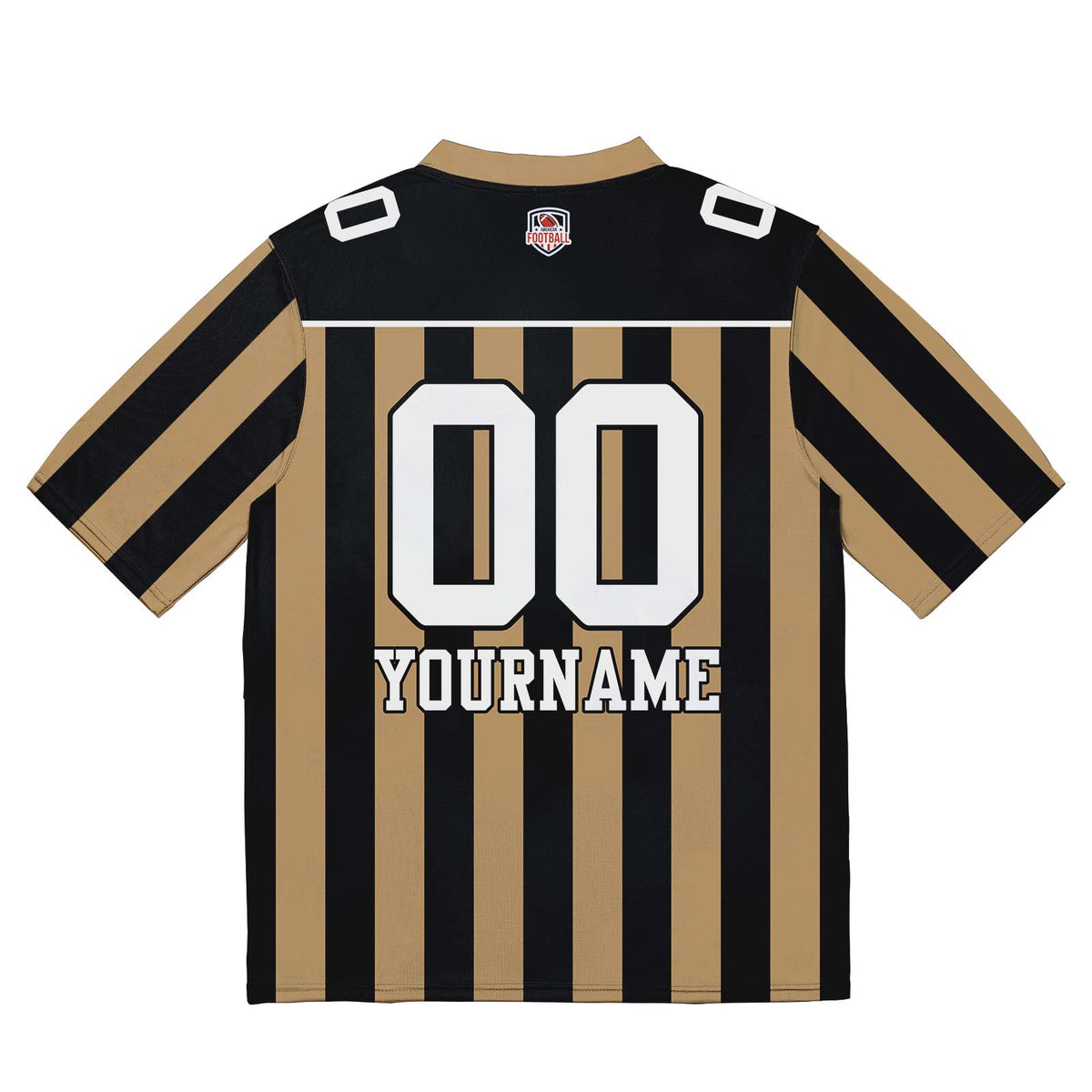Camiseta de fútbol personalizada con nombre y número del equipo bordados-color dorado y negro