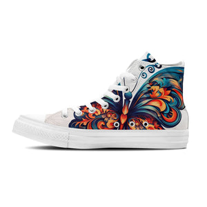 Graceful Soar: Zapatillas de lona de media caña adornadas con la elegancia de una mariposa para hombre y mujer: un paso caprichoso hacia el estilo y la comodidad