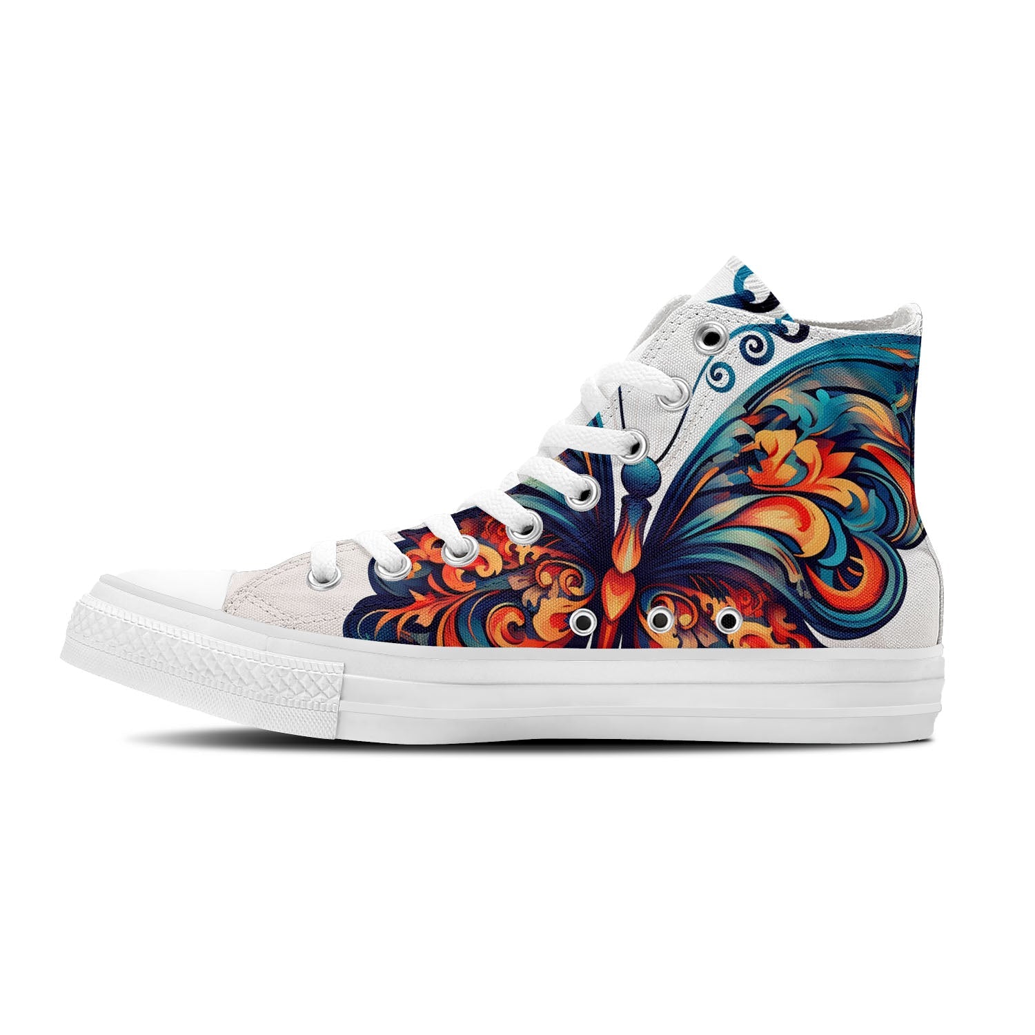 Graceful Soar: Zapatillas de lona de media caña adornadas con la elegancia de una mariposa para hombre y mujer: un paso caprichoso hacia el estilo y la comodidad