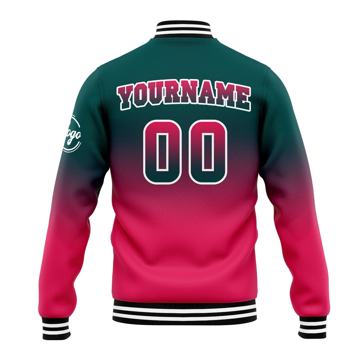 Chaqueta universitaria personalizada estilo Letterman para hombres-mujeres y jóvenes-color verde oscuro y rosa