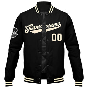 Chaqueta universitaria personalizada estilo Letterman para hombres-mujeres y jóvenes-color negro y crema
