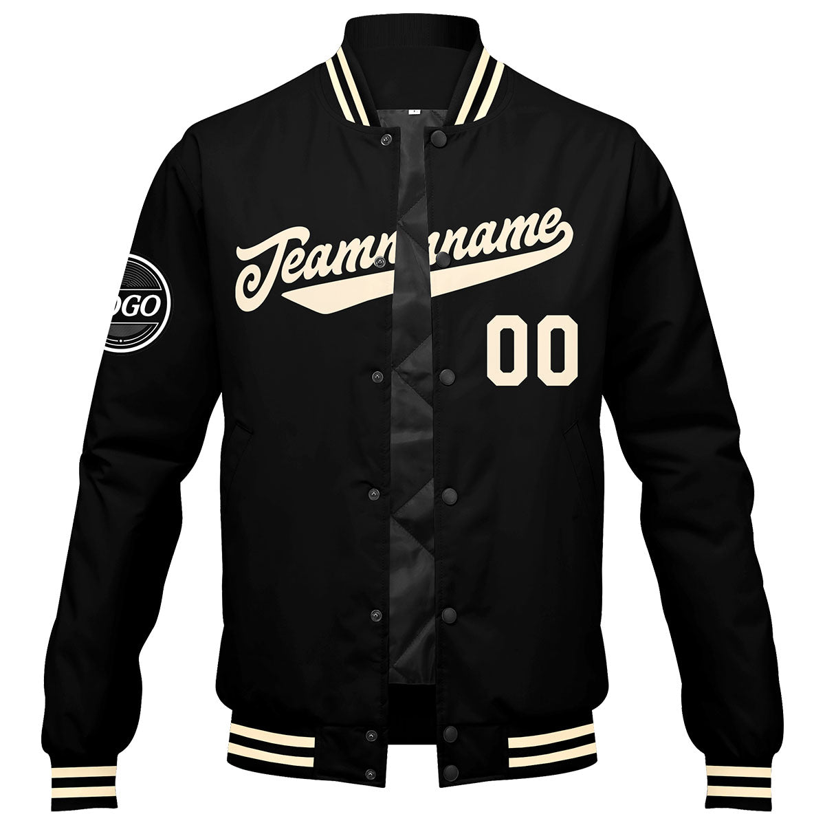 Chaqueta universitaria personalizada estilo Letterman para hombres-mujeres y jóvenes-color negro y crema