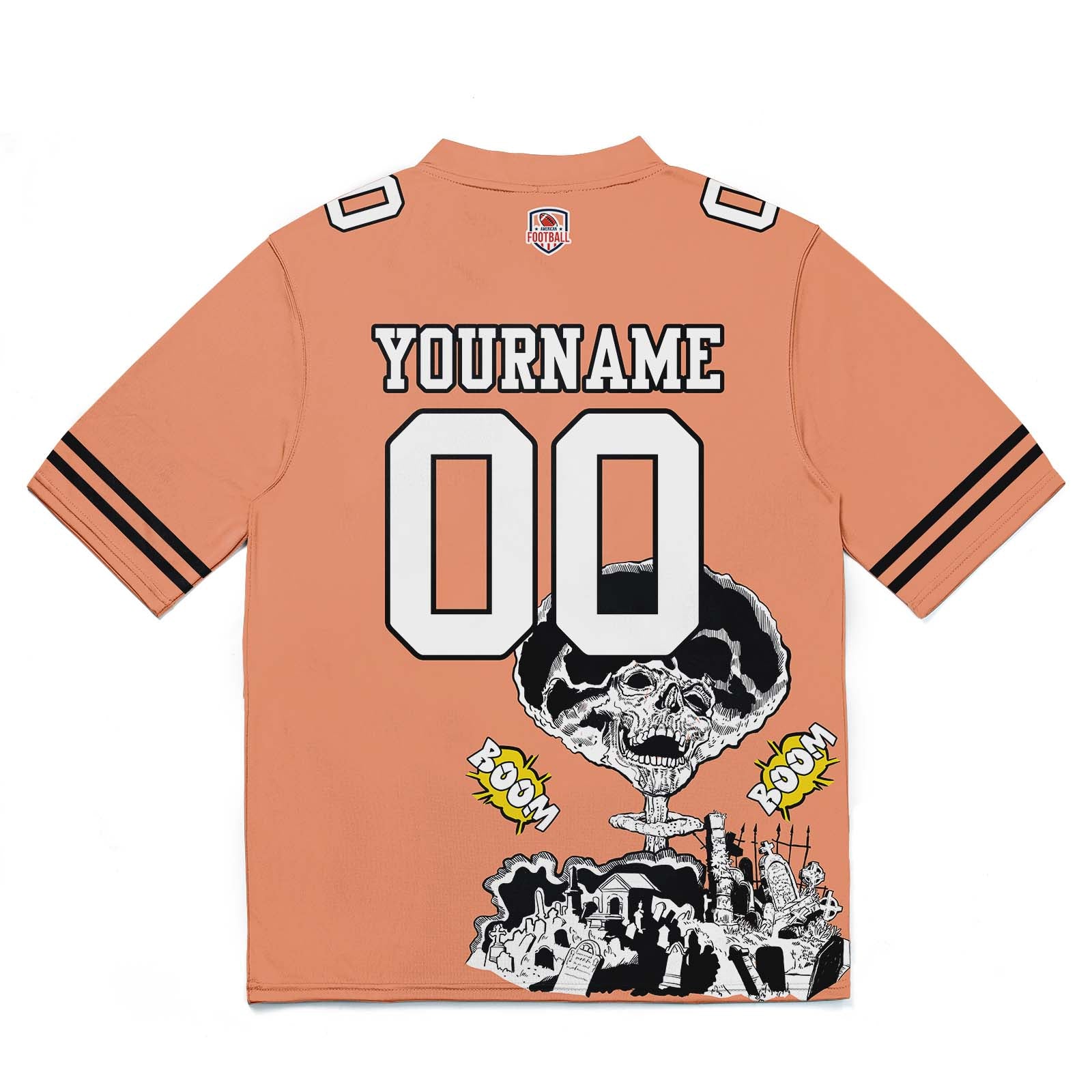 Camiseta de fútbol personalizada con nombre y número del equipo bordados-color naranja claro y rosa