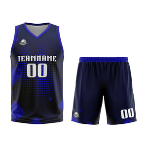 Uniforme de baloncesto Geometría Personalizada Royal con tu Logotipo-Nombre y Número Impreso