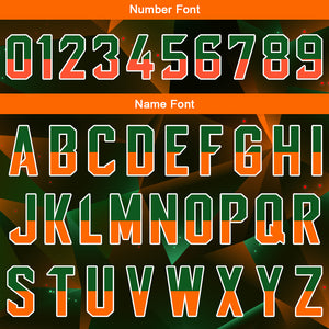 Uniforme de baloncesto personalizado negro-verde y naranja con tu logotipo-nombre y número impresos