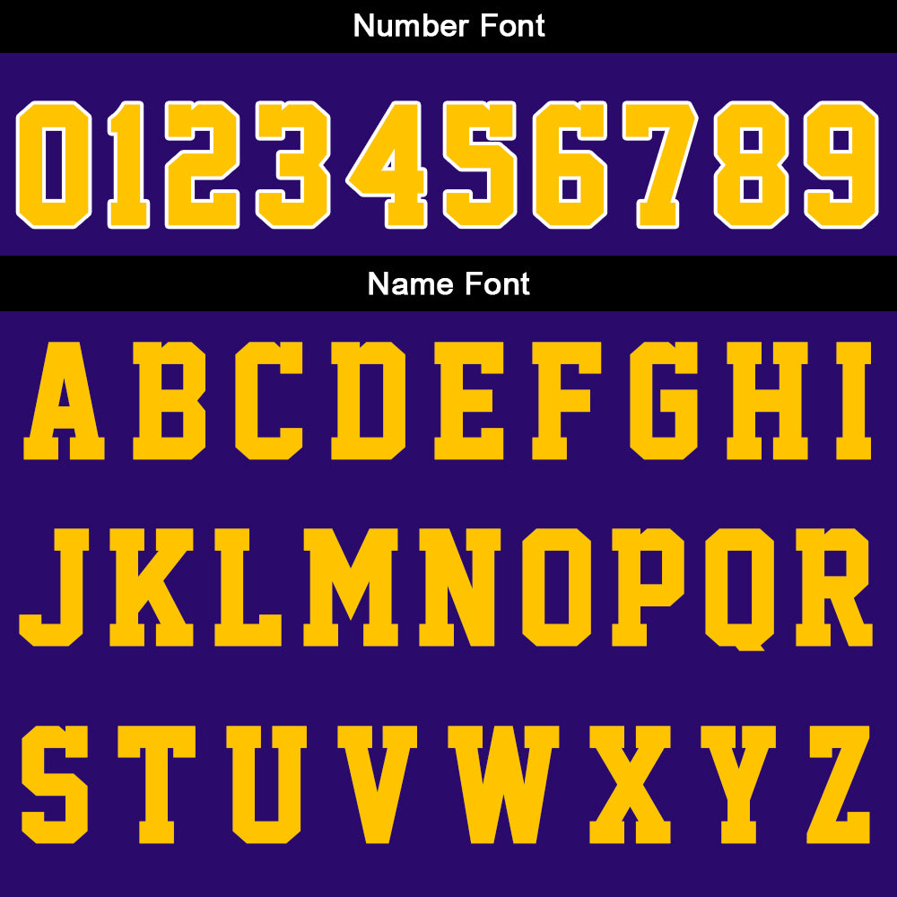 Uniforme de baloncesto personalizado en color morado y amarillo con tu logotipo-nombre y número impresos