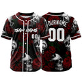 Camiseta de béisbol personalizada para hombres mujeres ni?os y jóvenes con bordados y estampado de calavera rosa y rojo
