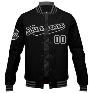 Chaqueta universitaria personalizada estilo Letterman para hombres-mujeres y jóvenes-color negro y gris