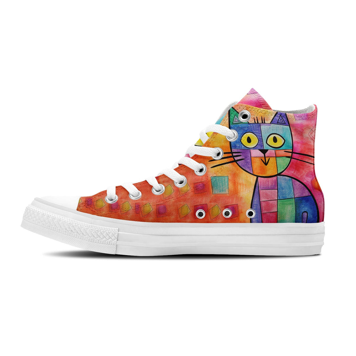Zapatillas unisex de lona con estampado felino: Adéntrate en un mundo artístico con divertidos estampados de gatos para hombres y mujeres