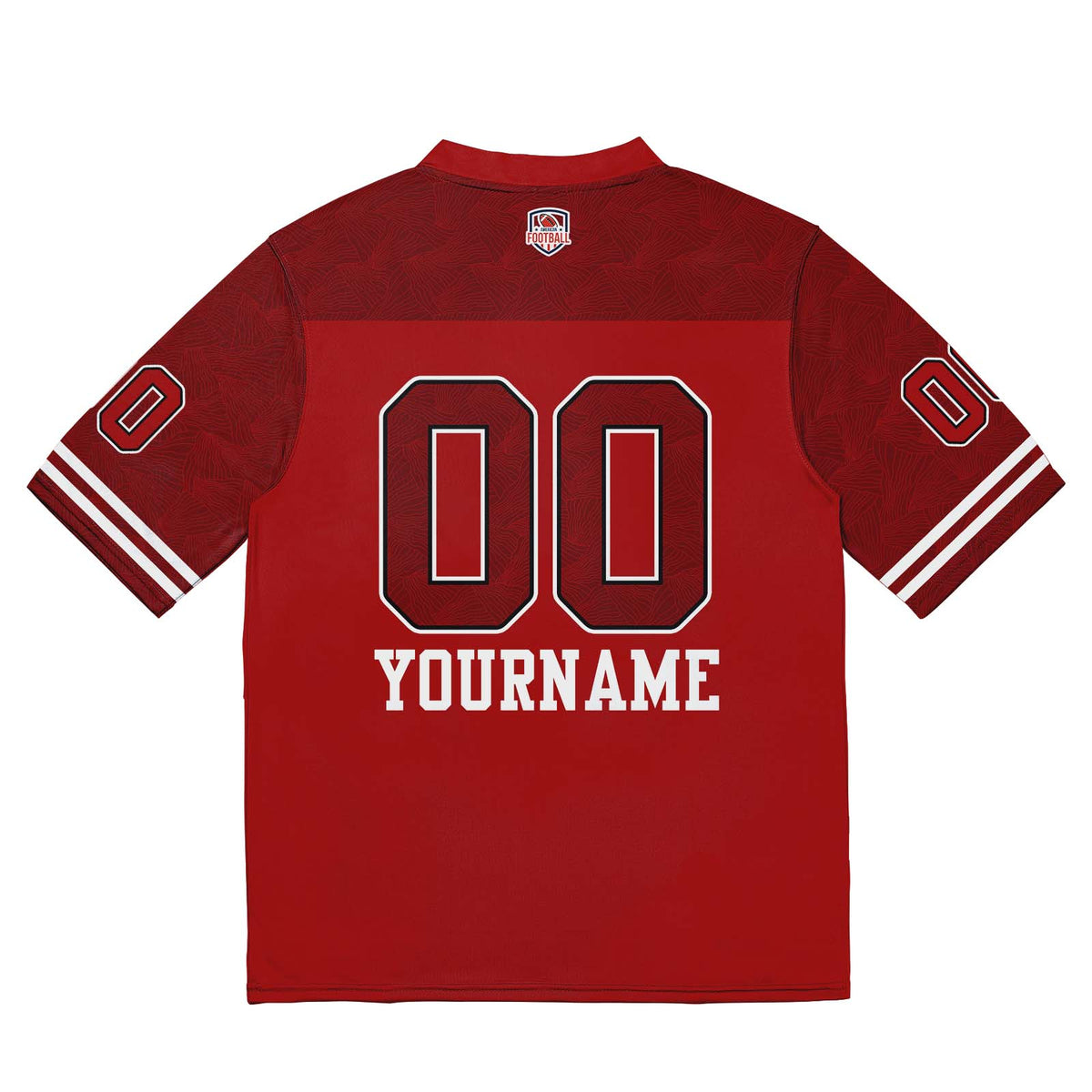 Camiseta de fútbol personalizada con nombre y número del equipo impresos y bordados en color rojo