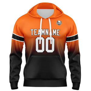 Sudadera con capucha personalizada con degradado para hombre-mujer-niña o niño Estampa tu logotipo-nombre o número Color naranja y negro