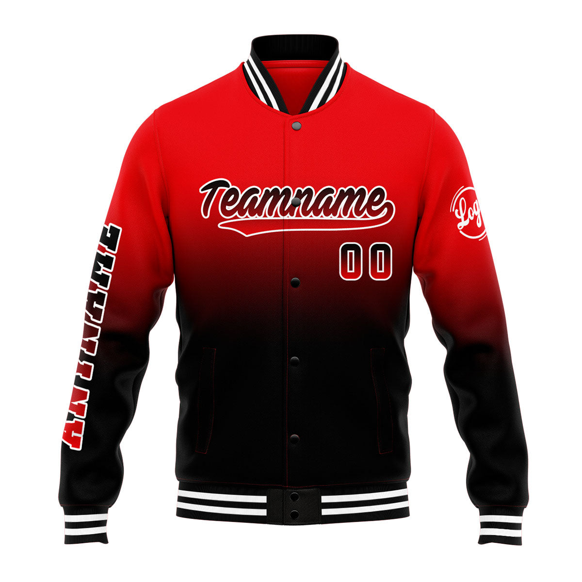 Chaqueta universitaria personalizada estilo Letterman para hombres-mujeres y jóvenes-color rojo y negro