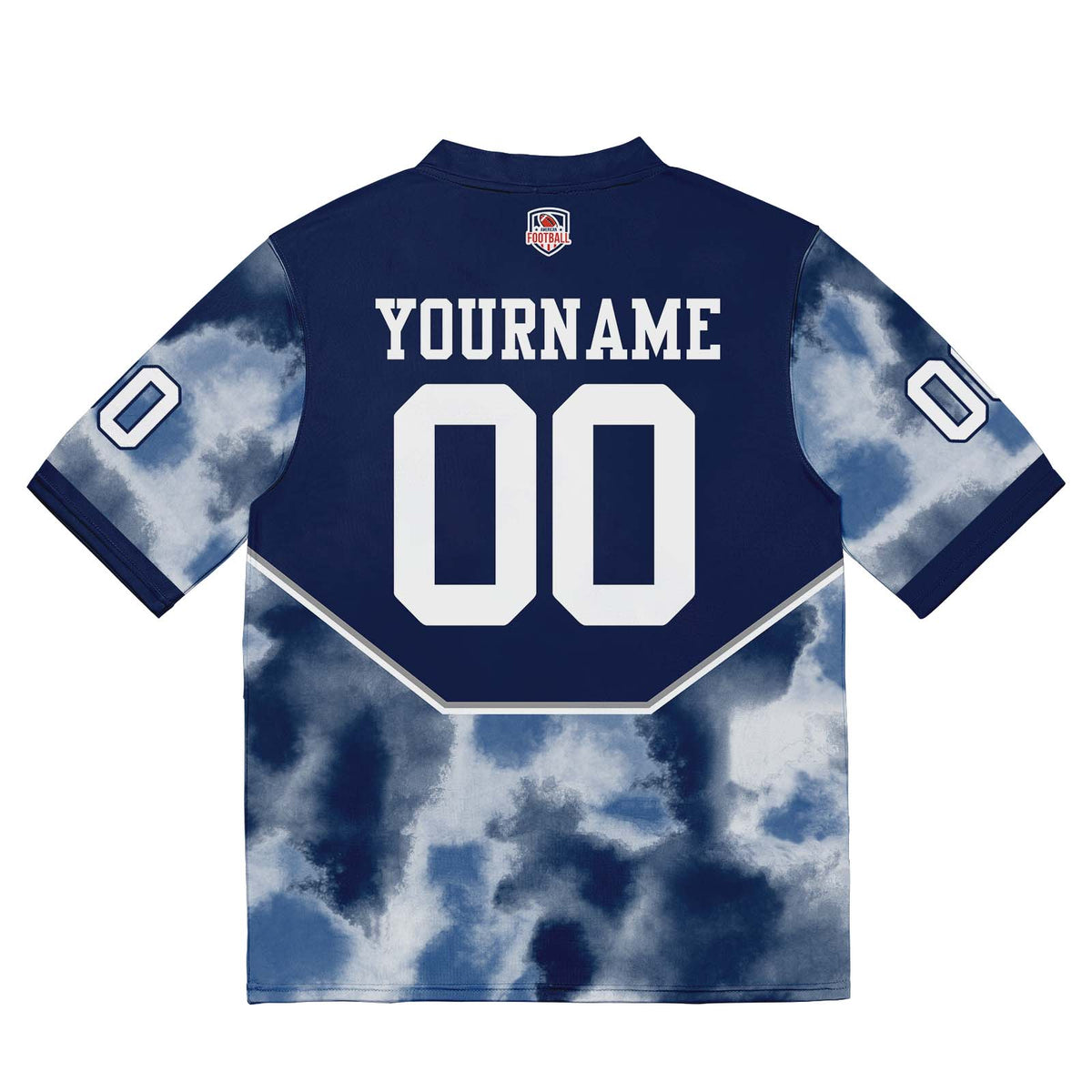Camiseta de fútbol personalizada con nombre y número del equipo impresos y bordados-color azul marino