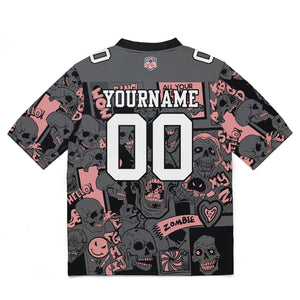Camiseta de fútbol personalizada con nombre y número del equipo impresos y bordados-color rosa
