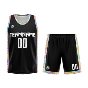 Uniforme de baloncesto negro personalizado con tu logotipo-nombre y número impresos