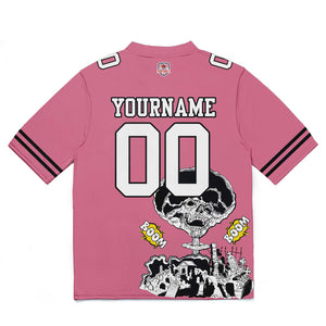 Camiseta de fútbol personalizada con nombre y número del equipo impresos y bordados-color rosa