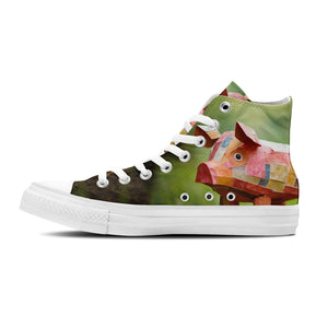 Abstract Oinks: Sumérgete en un mundo de arte con zapatillas de lona de media caña para hombre y mujer con estampados de cerdos que transforman cada paso en una expresión abstracta de belleza porcina