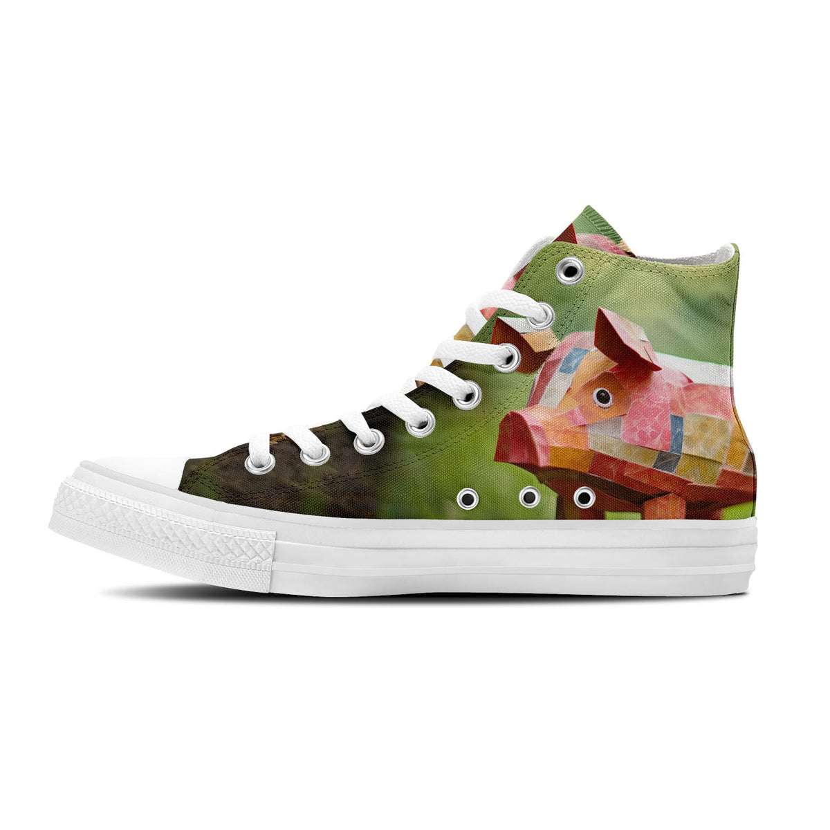Abstract Oinks: Sumérgete en un mundo de arte con zapatillas de lona de media caña para hombre y mujer con estampados de cerdos que transforman cada paso en una expresión abstracta de belleza porcina