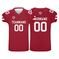 Camiseta de fútbol personalizada con nombre y número del equipo impresos en rojo