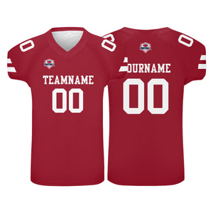 Camiseta de fútbol personalizada con nombre y número del equipo impresos en rojo