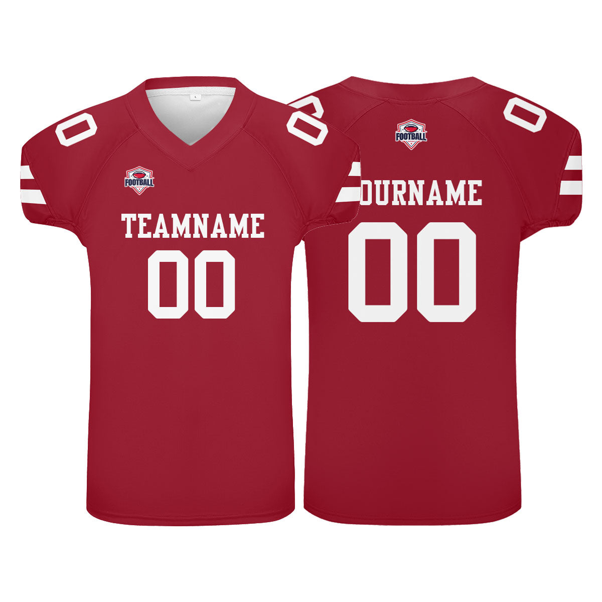 Camiseta de fútbol personalizada con nombre y número del equipo impresos en rojo