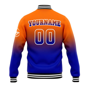 Chaqueta universitaria personalizada estilo Letterman para hombres-mujeres y jóvenes-color naranja y azul marino