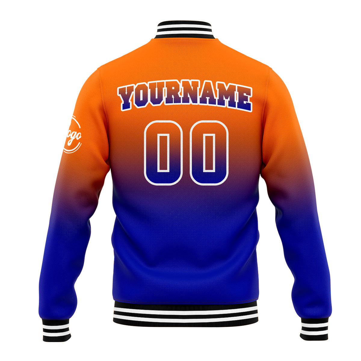 Chaqueta universitaria personalizada estilo Letterman para hombres-mujeres y jóvenes-color naranja y azul marino