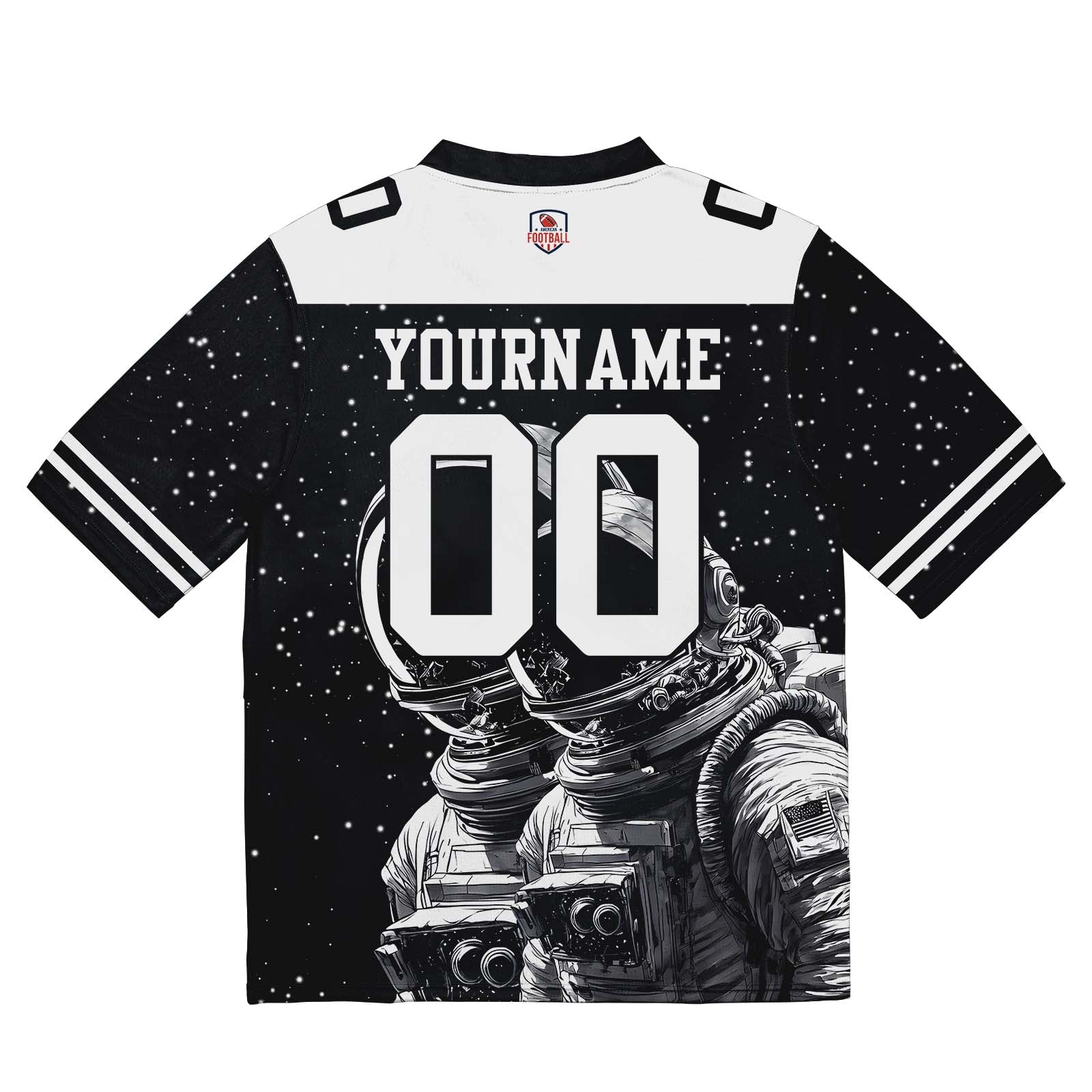 Camiseta de fútbol personalizada con nombre y número del equipo impresos y bordados-en blanco y negro