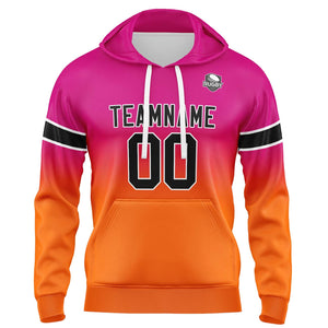 Sudadera con capucha degradada personalizada para hombre-mujer-niña o niño Estampa tu logotipo-nombre o número en rosa y naranja